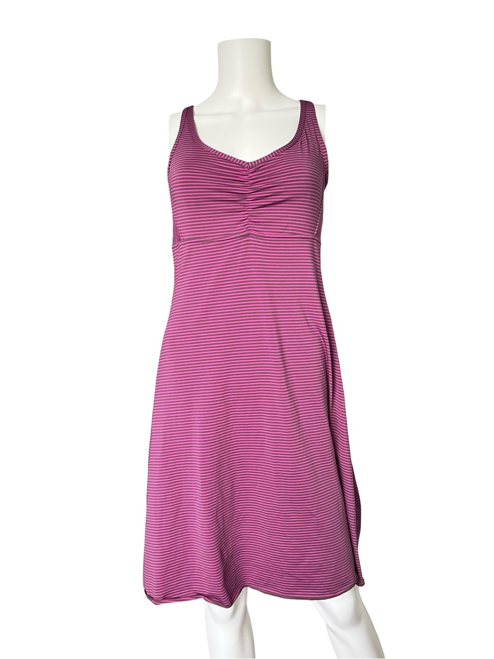 Prana Striped Athletic Dress Shelf Bra Pink Purple Colorful Womens Size Medium